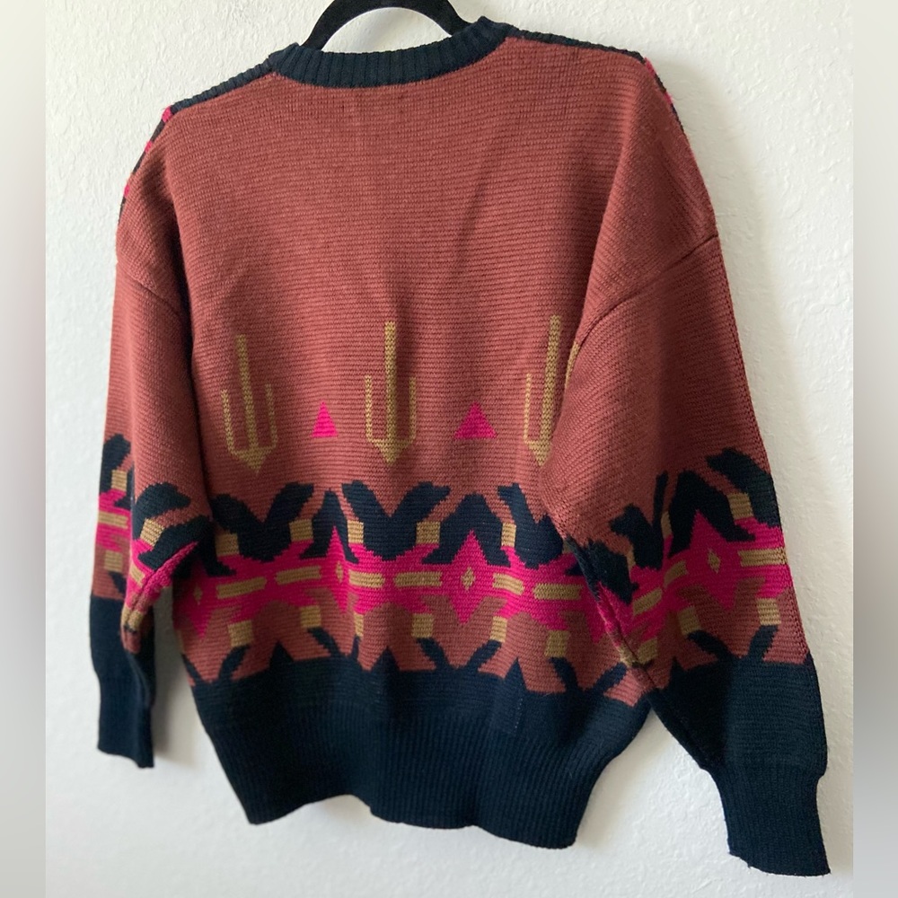 Bogner Vintage 80s Jacquard Knit Ski Sweater Desert Cactus Design Wool Sweater - Picture 9 of 14